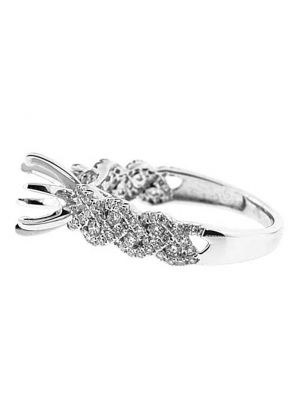 Braided Diamond Semi Mount Engagement Ring in 18k Whte Gold