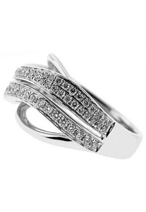 Crossover Style Right Hand Fashion Ring with a Wavy Design of Diamonds Set in 18K White Gold