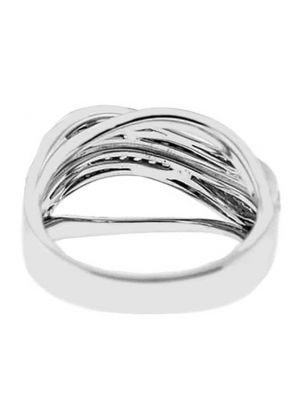 Crossover Style Right Hand Fashion Ring with a Wavy Design of Diamonds Set in 18K White Gold