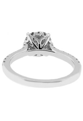 Cluster Style Engagement Ring with Princess Cut and Round Diamonds Set in 18k White Gold