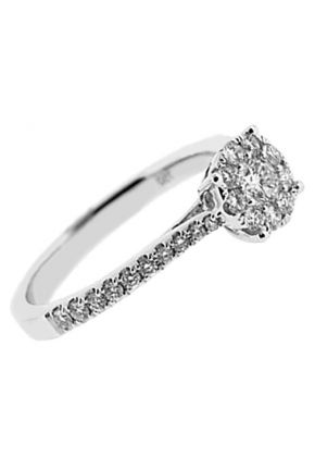 Promise Ring Halo Round Diamond Semi Mount Engagement Ring 18kt White Gold