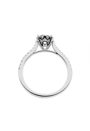 Promise Ring Halo Round Diamond Semi Mount Engagement Ring 18kt White Gold