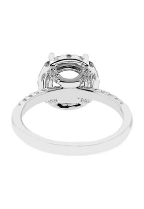 Round Halo Diamond Semi Mount Engagement Ring 14kt White Gold