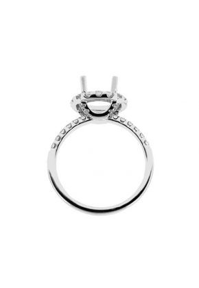 Round Halo Diamond Semi Mount Engagement Ring 14kt White Gold