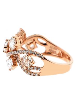 Right Hand Fashion Ring with Overlapping Rows of Round and Rose Cut Diamonds in 18K Rose Gold