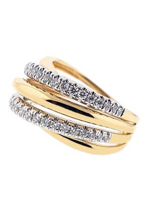 4 Row Crossover Ring with Diamonds Set in 18K Yellow Gold