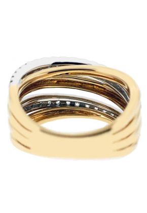 4 Row Crossover Ring with Diamonds Set in 18K Yellow Gold