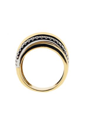 4 Row Crossover Ring with Diamonds Set in 18K Yellow Gold