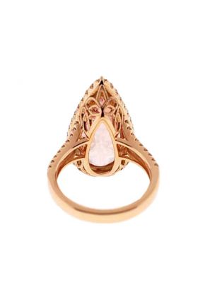 Pear Shaped Morganite Statement Ring in 18K Rose Gold with Diamond Rounds Halo