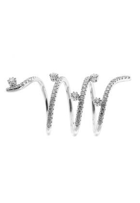 Spiral Design Fancy Statement Ring with Diamonds Set in 18K White Gold