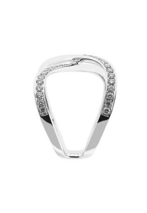 X Style Crossover Ring with Diamonds Set in 18K White Gold