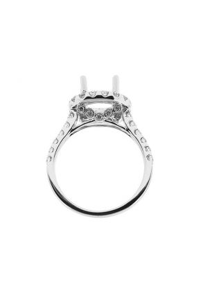 Round Halo Diamond Semi Mount Engagement Ring 14kt White Gold