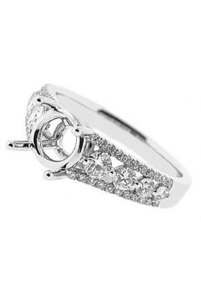 3 Row Graduating Diamond Semi Mount Engagement Ring 18kt White Gold