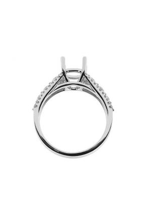 3 Row Graduating Diamond Semi Mount Engagement Ring 18kt White Gold