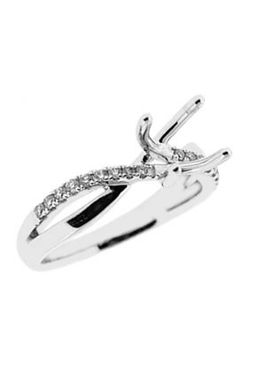 Curved Split Shank Diamond Semi Mount Engagement Ring 18kt White Gold