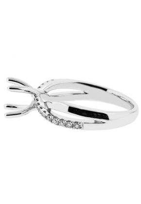 Curved Split Shank Diamond Semi Mount Engagement Ring 18kt White Gold