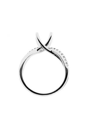 Curved Split Shank Diamond Semi Mount Engagement Ring 18kt White Gold