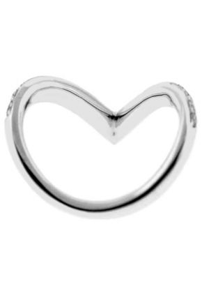 V Shaped Right Hand Fashion Ring with Diamonds Set in 18K White Gold
