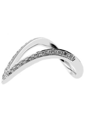 V Shaped Right Hand Fashion Ring with Diamonds Set in 18K White Gold