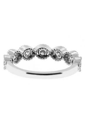 Channel & Prong Combination Set Band with Round Diamonds and Beaded Milgrain in 18k White Gold