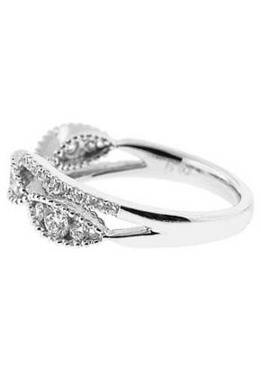 Openwork Style Right Hand Fashion Ring with Channel Set Diamonds and Beaded Milgrain Detail in 18K White Gold