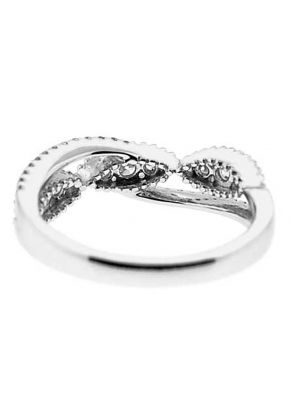 Openwork Style Right Hand Fashion Ring with Channel Set Diamonds and Beaded Milgrain Detail in 18K White Gold