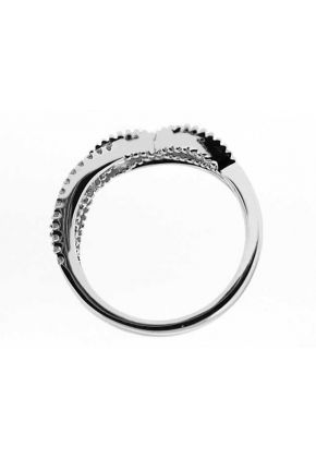 Openwork Style Right Hand Fashion Ring with Channel Set Diamonds and Beaded Milgrain Detail in 18K White Gold