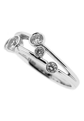 Split Shank Bezel Set Right Hand Fashion Ring with Diamonds in 18K White Gold