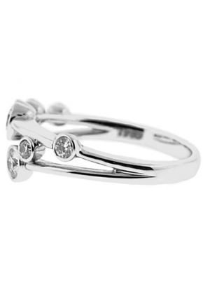 Split Shank Bezel Set Right Hand Fashion Ring with Diamonds in 18K White Gold