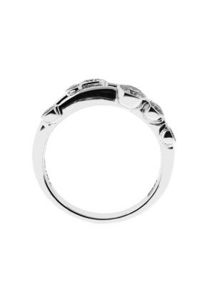 Split Shank Bezel Set Right Hand Fashion Ring with Diamonds in 18K White Gold