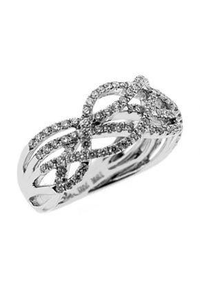 Right Hand Fashion Ring with 5 Overlapping Rows of Diamonds in 18K White Gold