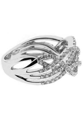 Right Hand Fashion Ring with 5 Overlapping Rows of Diamonds in 18K White Gold