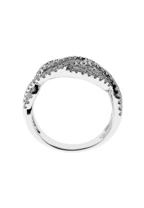 Right Hand Fashion Ring with 5 Overlapping Rows of Diamonds in 18K White Gold