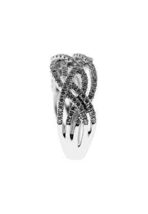 Right Hand Fashion Ring with 5 Overlapping Rows of Diamonds in 18K White Gold