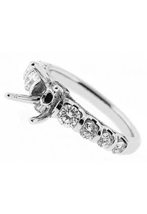 Channel Set Miligrain With Hidden Diamond Semi Mount Engagement Ring 18kt White Gold