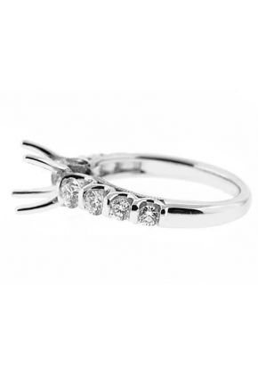 Channel Set Miligrain With Hidden Diamond Semi Mount Engagement Ring 18kt White Gold