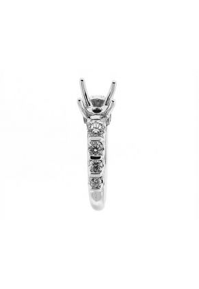 Channel Set Miligrain With Hidden Diamond Semi Mount Engagement Ring 18kt White Gold