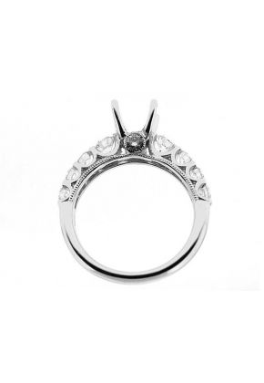 Channel Set Miligrain With Hidden Diamond Semi Mount Engagement Ring 18kt White Gold