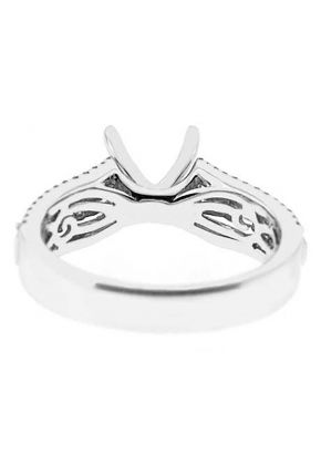 Baguettes and Round Diamonds Semi Mount Engagement Ring 18kt White Gold