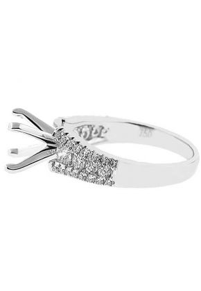 3 Row Graduating Diamonds Semi Mount Engagement Ring 18kt White Gold