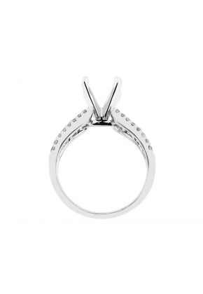 3 Row Graduating Diamonds Semi Mount Engagement Ring 18kt White Gold