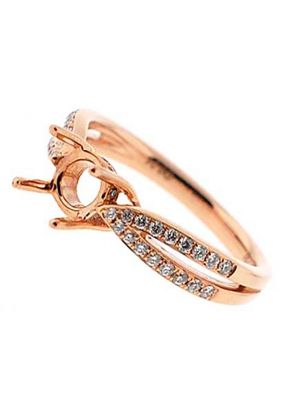 Split Shank Diamond Semi Mount Engagement Ring 18kt Rose Gold