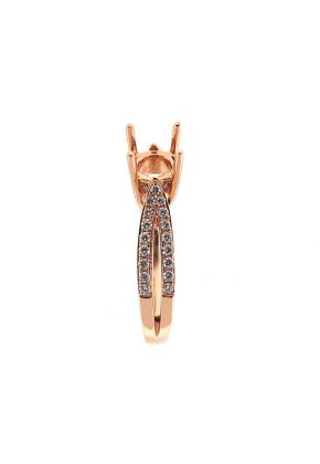 Split Shank Diamond Semi Mount Engagement Ring 18kt Rose Gold