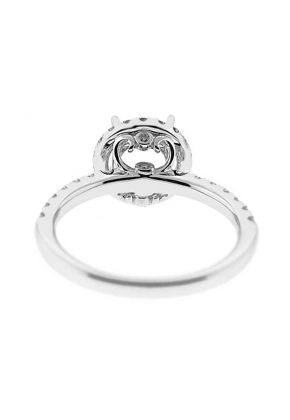 Circle Halo Diamond Semi Mount Engagement Ring 18kt White Gold