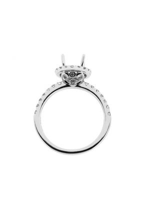 Circle Halo Diamond Semi Mount Engagement Ring 18kt White Gold