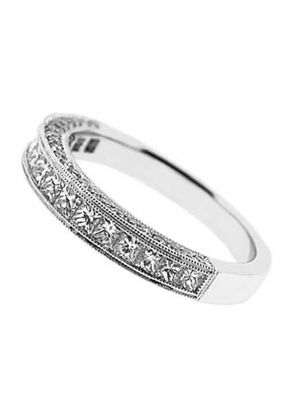 Triple Sided Combination Set Band with Channel Set Princess Cut Diamonds Bordered by Beaded Milgrain and Micro Pav?? Set Round Diamonds in 18k White Gold