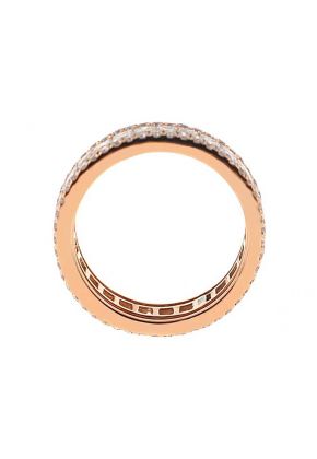 Eternity Band with Channel Set Princess Cut Diamonds Bordered by Prong Set Round Diamonds in 18k Rose Gold