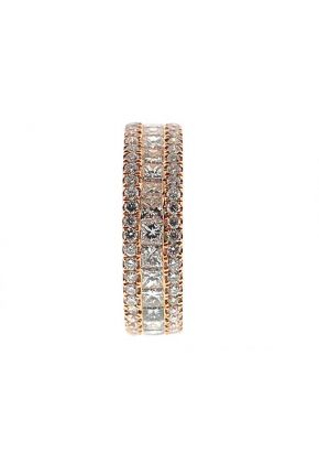 Eternity Band with Channel Set Princess Cut Diamonds Bordered by Prong Set Round Diamonds in 18k Rose Gold