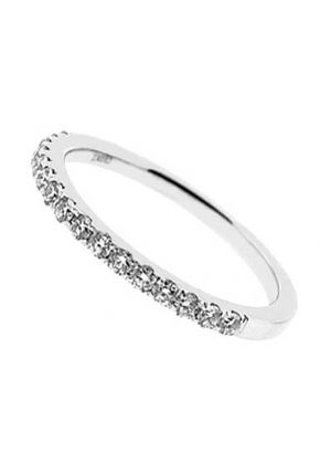 Single Row Micro-Prong Set Band with Round Diamonds in 18k White Gold