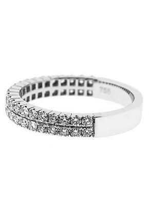Double Row Band with Micro-Prong Set Round Diamonds in 18k White Gold
